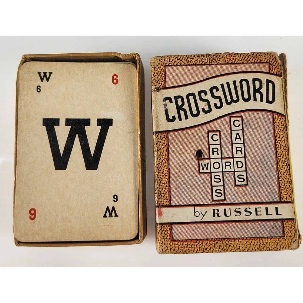 Vtg Russell Big Little Cards 2 Games Slap Jack + Crosswords Great Graphics 1939